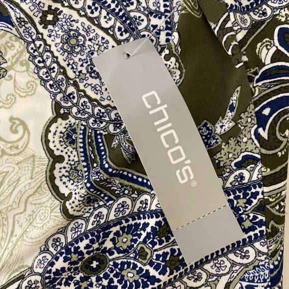 Chicos Maxi Dress Womens Size 2/L Fresh Paisley Boatneck Grape Leaf Stretch - Picture 9 of 16